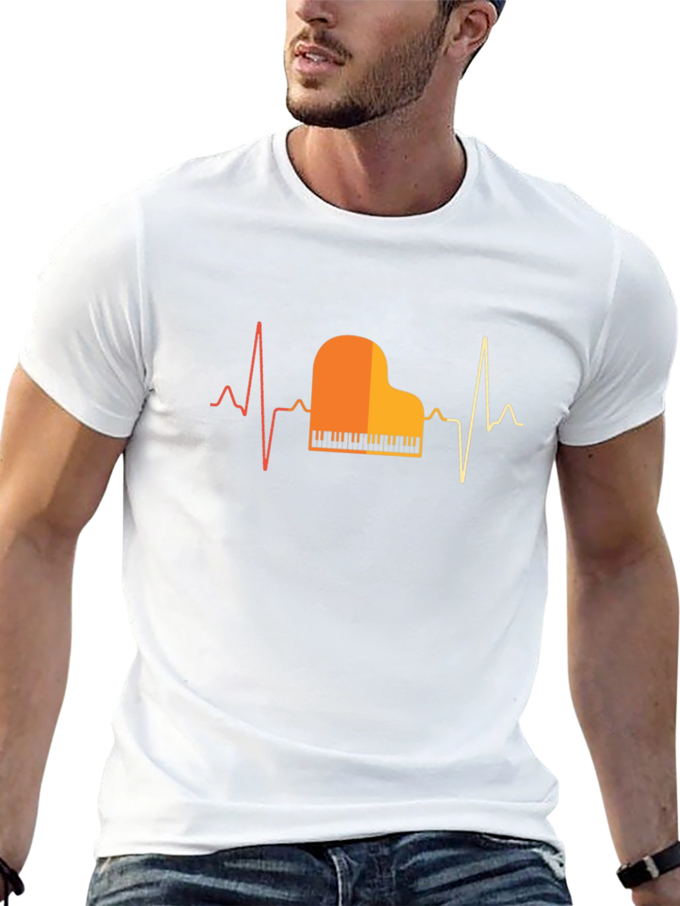Piano Heartbeat Graphic Tee - Musician T-Shirt - 13