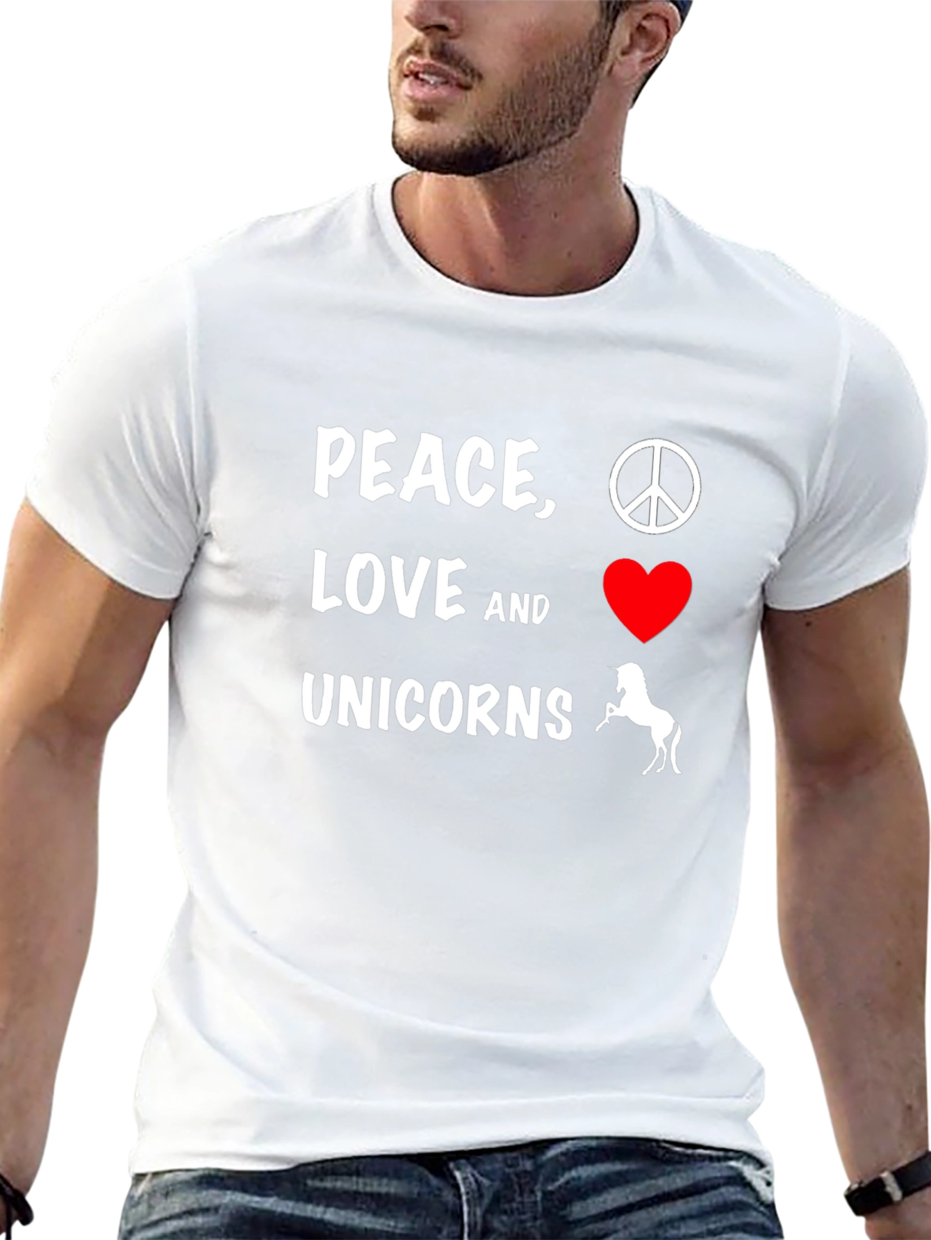 Black Peace, Love & Unicorns Graphic T-Shirt - Black view 13