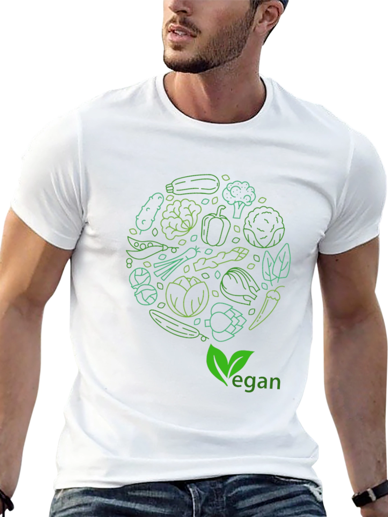 Black Vegan Vegetable Circle T-Shirt - Eat Green! view 13