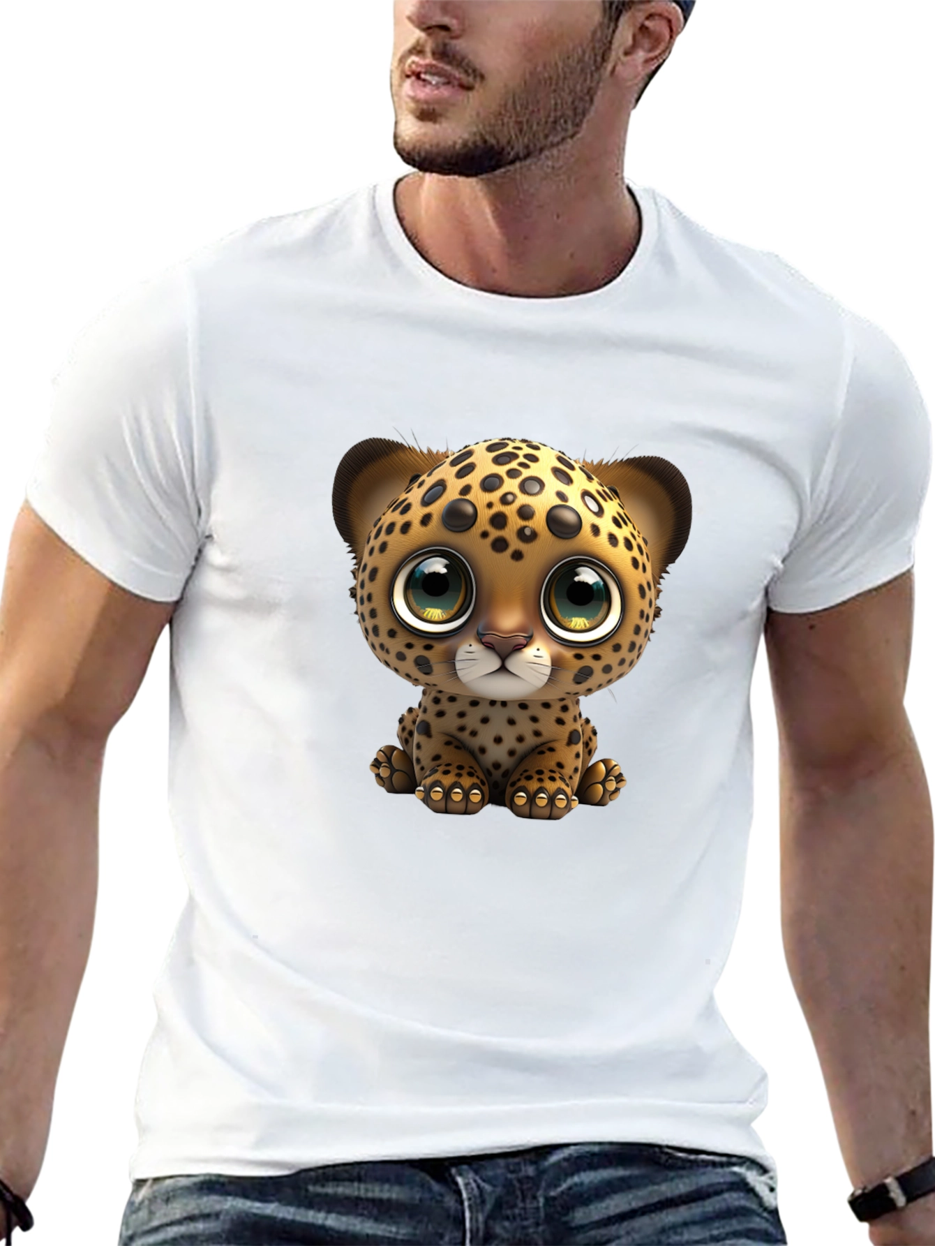 Black Cute Leopard Cub Graphic Tee - Soft Cotton Blend view 13