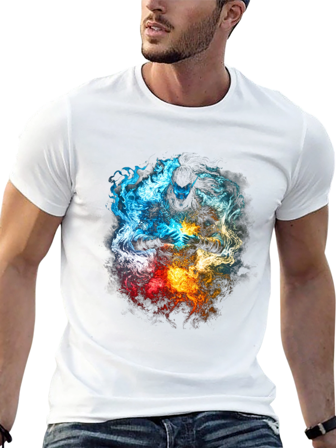 Black Elemental Warrior Graphic T-Shirt view 13
