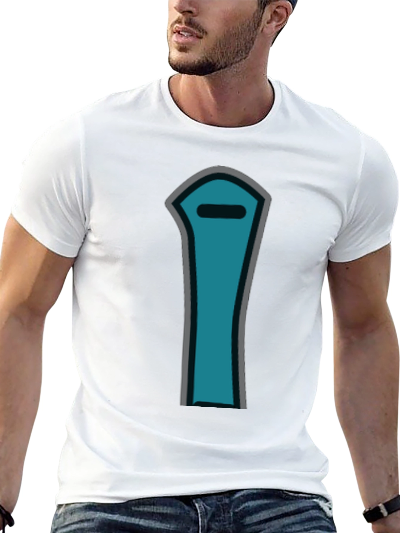 Black Minimalist Blue Character T-Shirt view 13