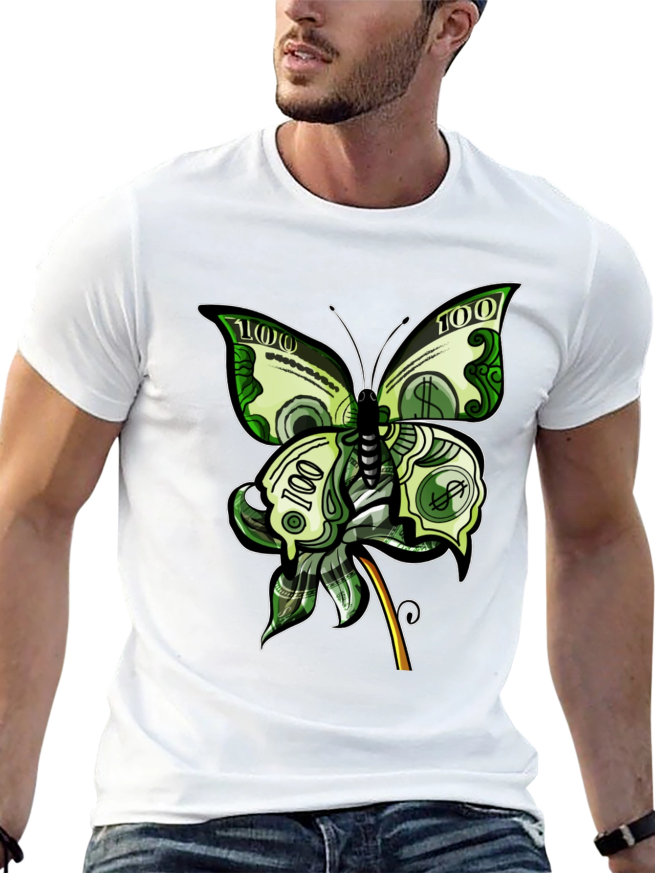 Black Money Butterfly Graphic Tee - Black view 13