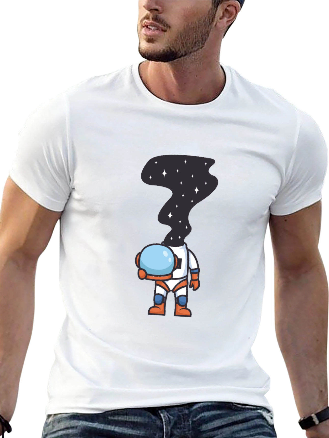 Black Astronaut Space Head T-Shirt - Unique Graphic Tee view 13