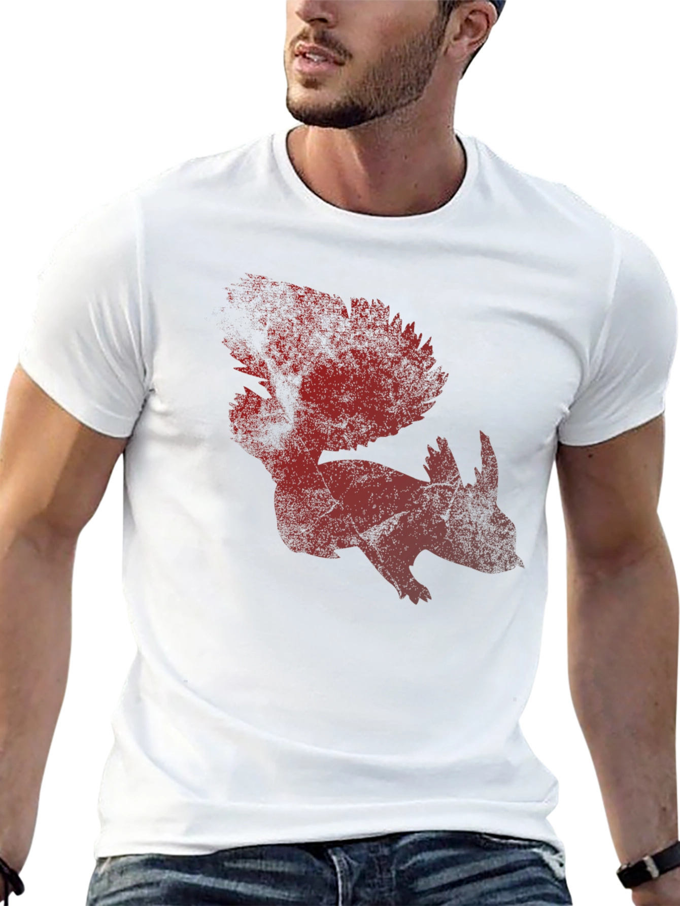 Black Red Squirrel Graphic T-Shirt - Men's Casual Tee view 13