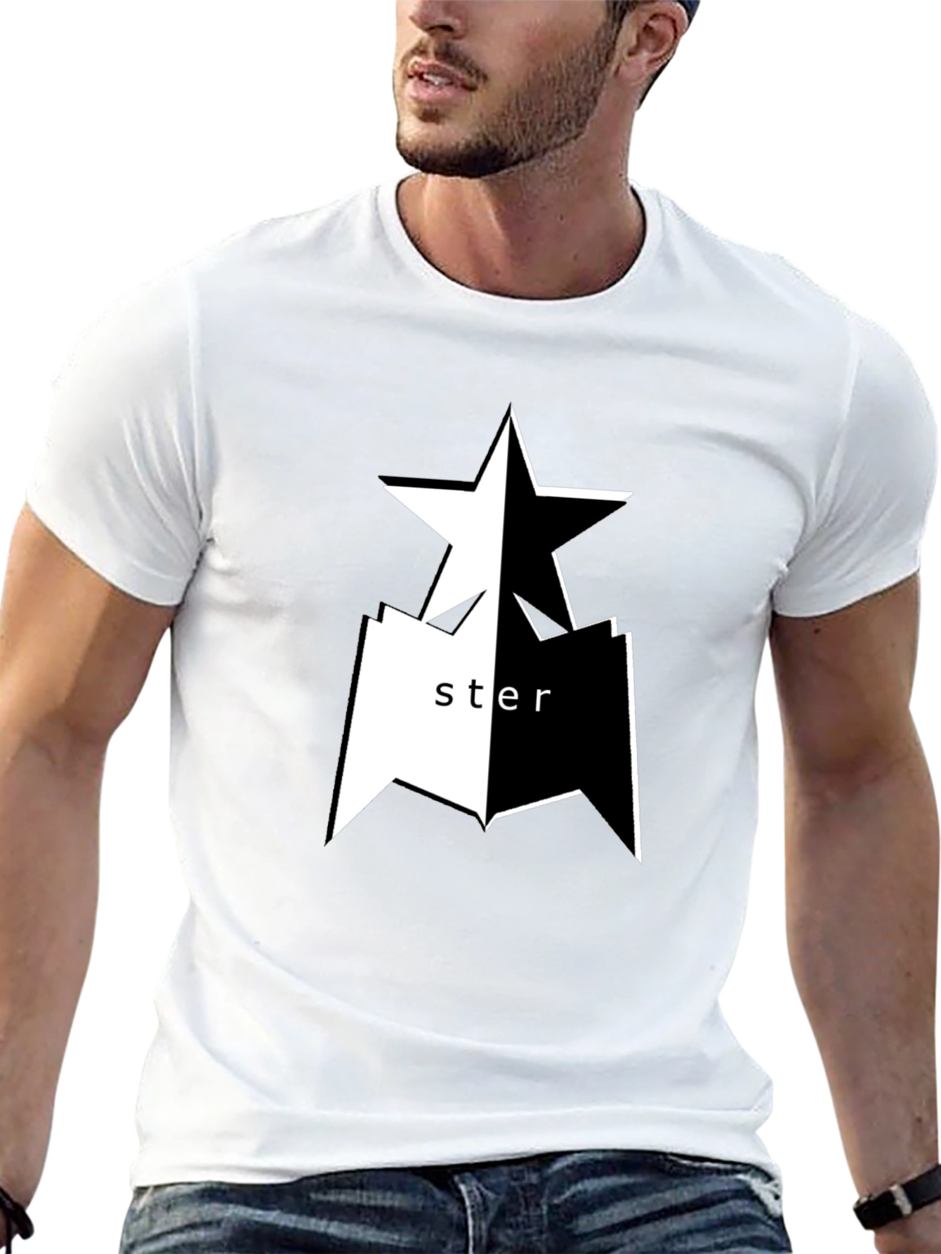 Black Black Graphic Tee - Star Design view 13