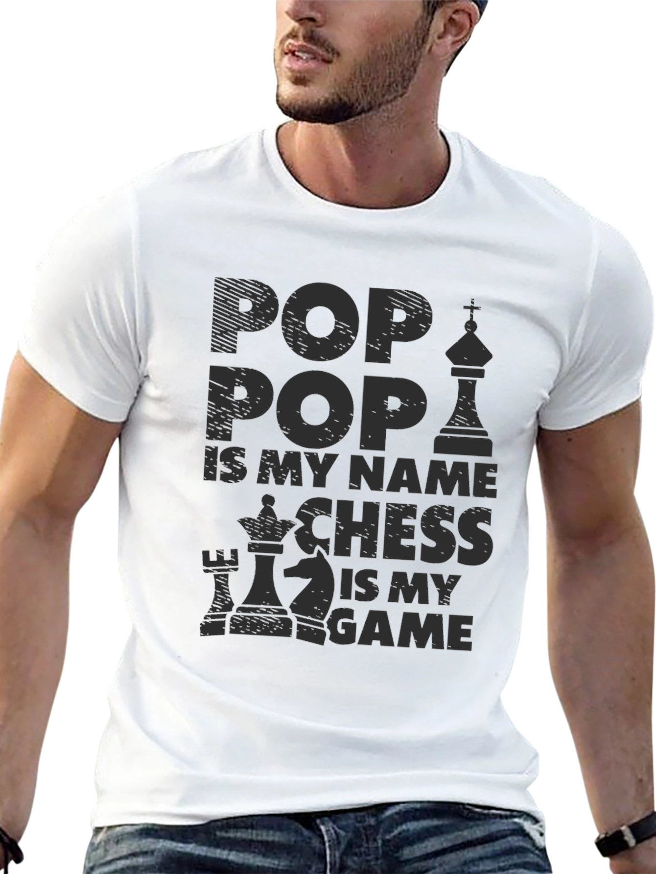 Black Pop Pop Chess Game T-Shirt view 13