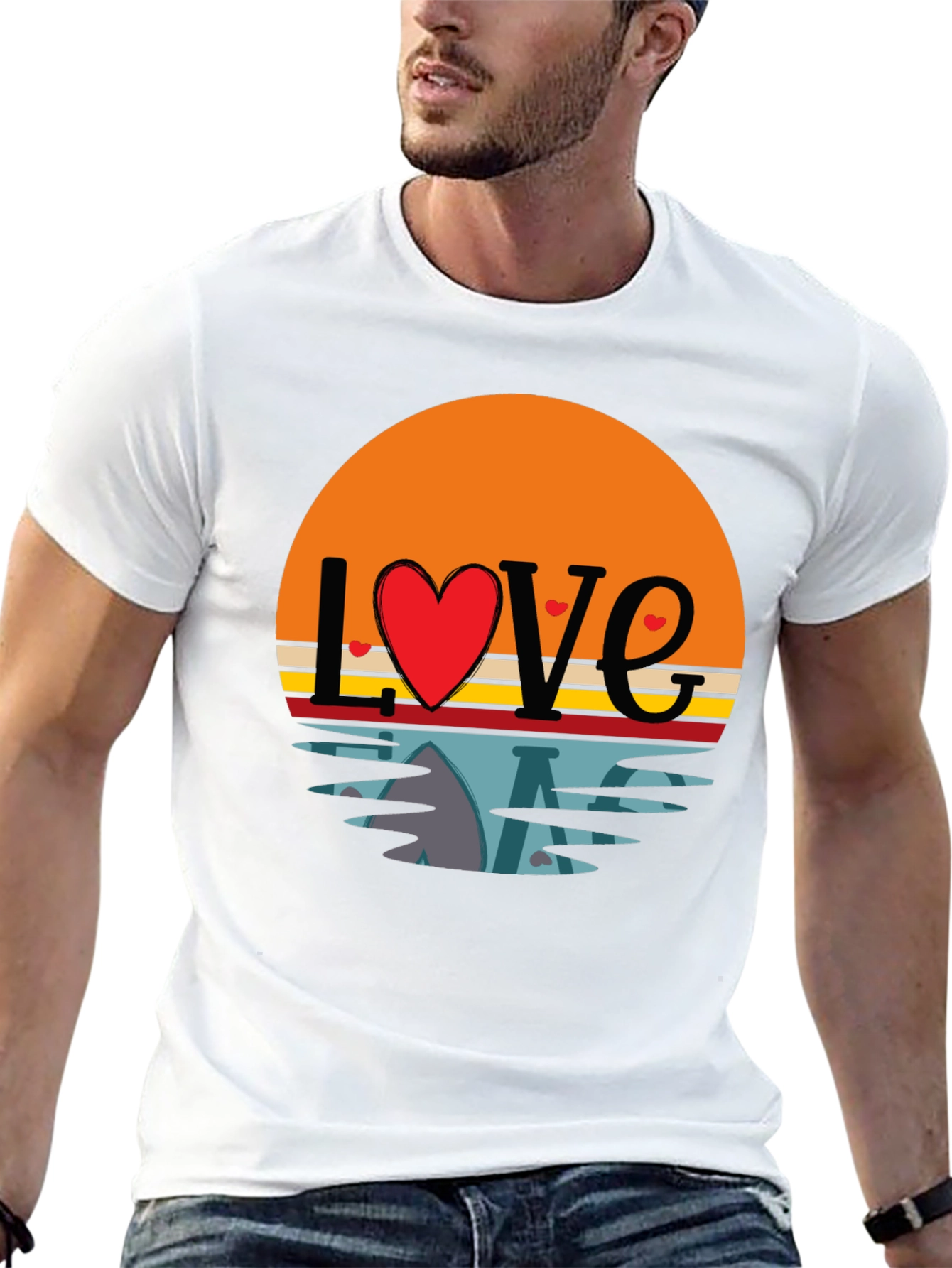Black Retro Love Sunset Graphic T-Shirt view 13