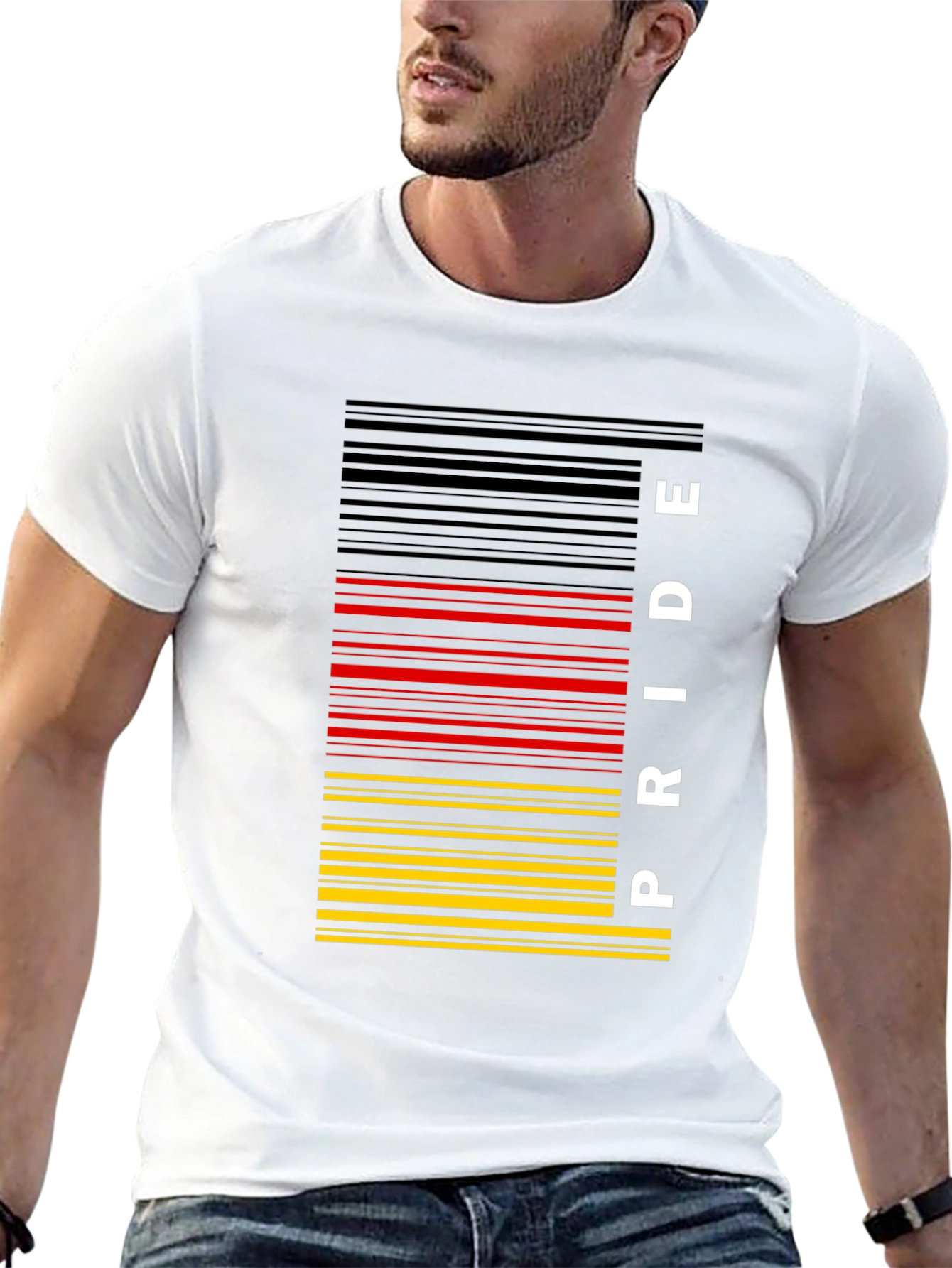 Pride Barcode T-Shirt - Black German Flag Colors - 13