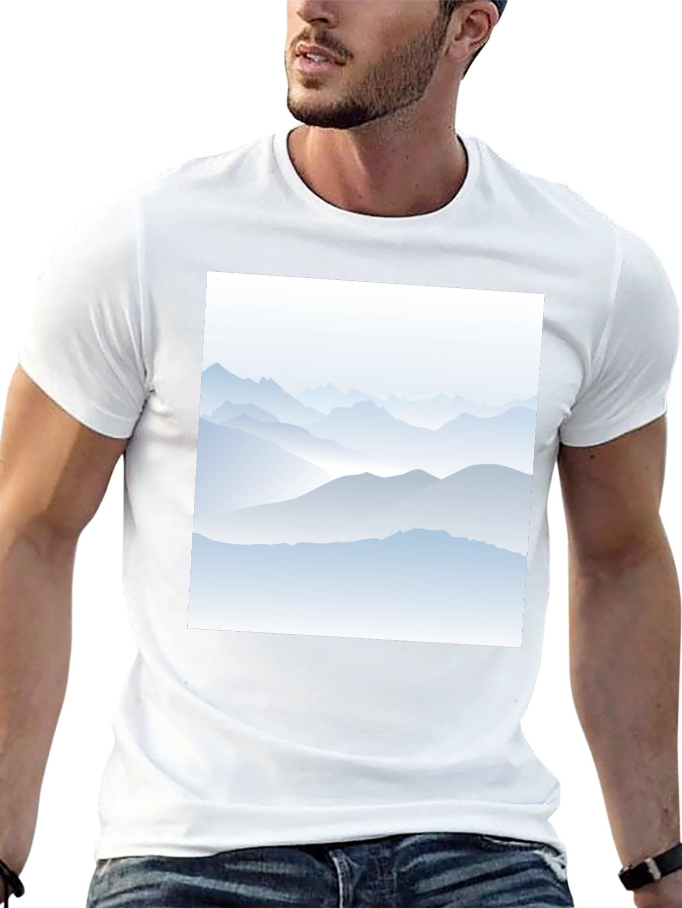 Black Mountain Range Graphic Print Black T-Shirt view 13
