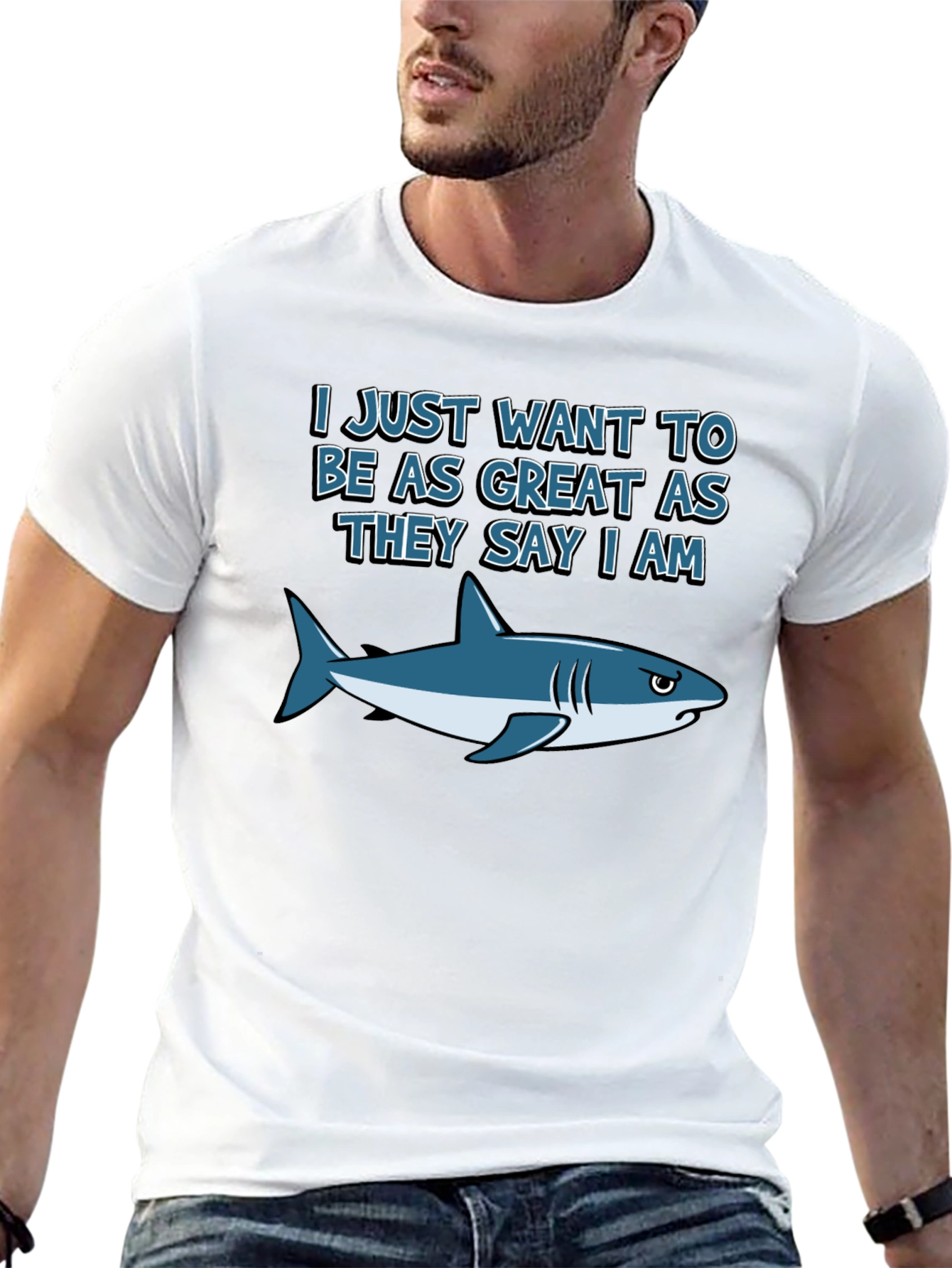 Black Great White Shark Graphic T-Shirt view 13