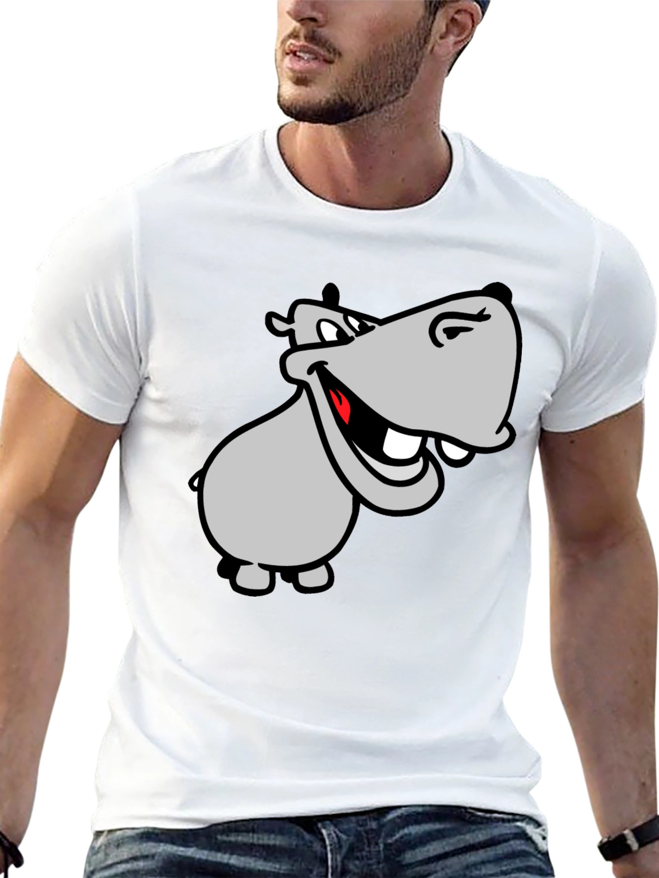 Black Hippo Graphic T-Shirt - Men's Black Tee view 13