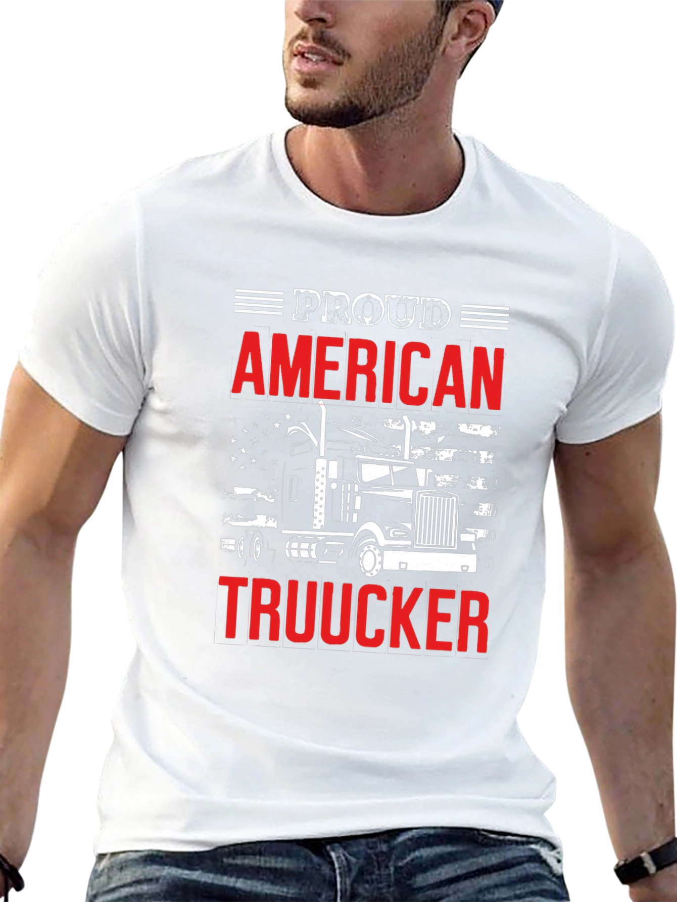 Black Proud American Trucker Graphic T-Shirt view 13