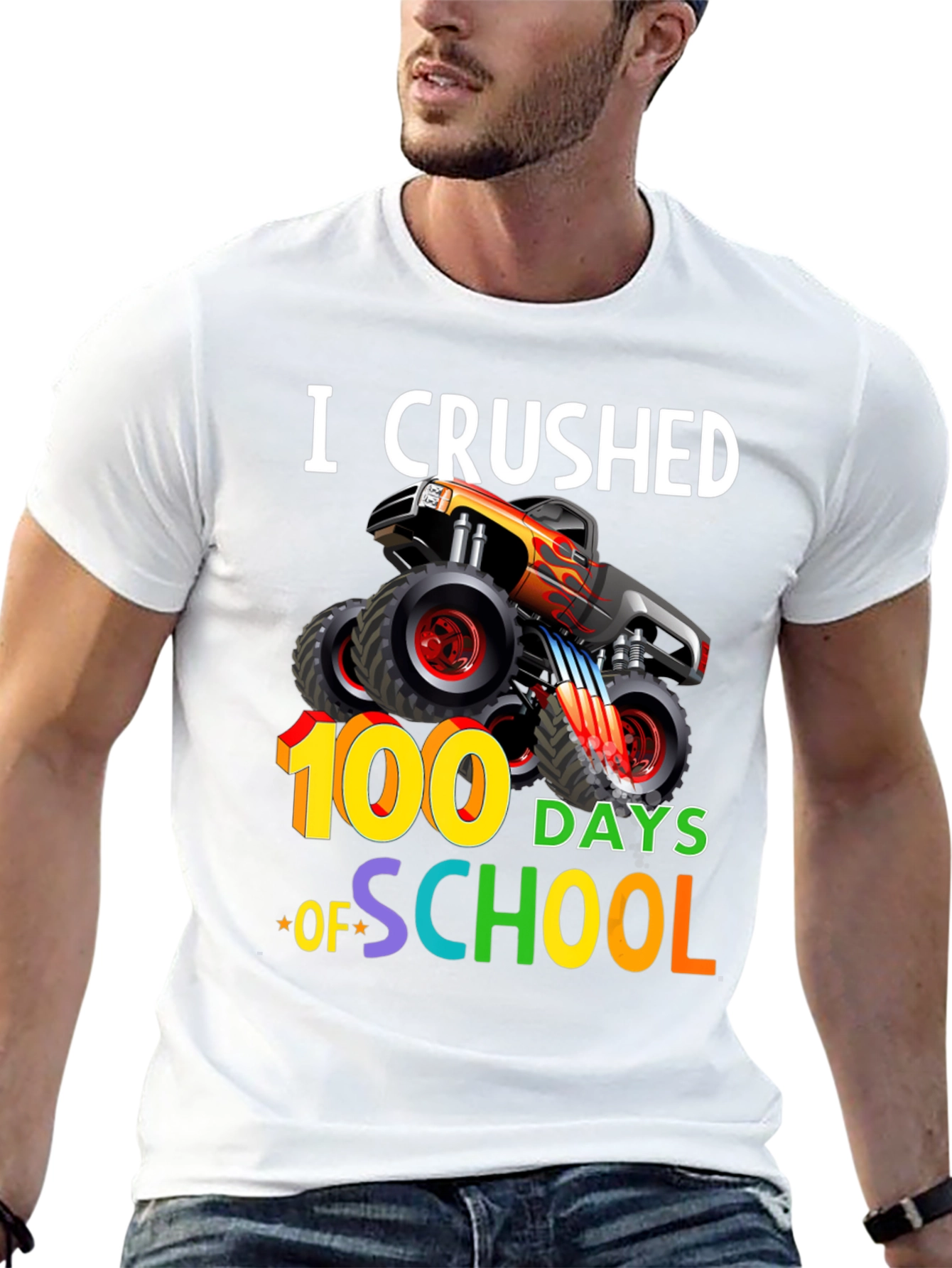 Crushed 100 Days of School Monster Truck T-Shirt - 13