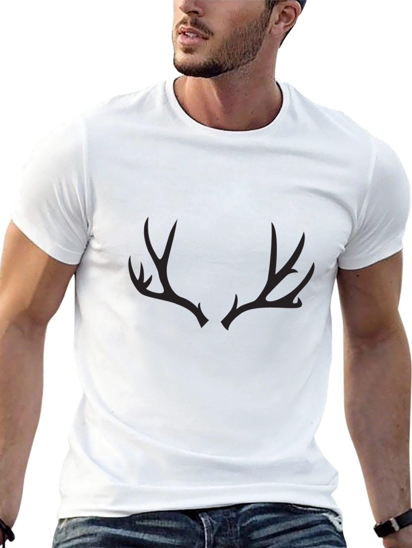 Black Antler Graphic Tee - Black Casual Comfort view 13