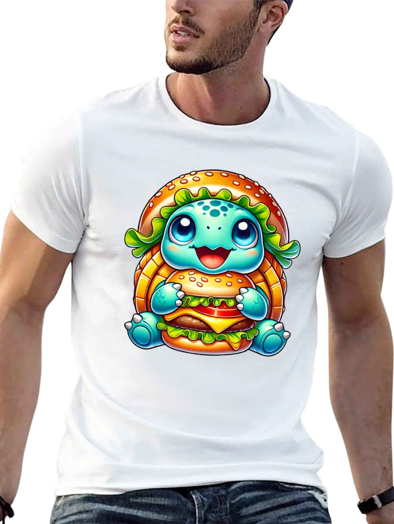 Black Turtle Burger Graphic Black T-Shirt view 13