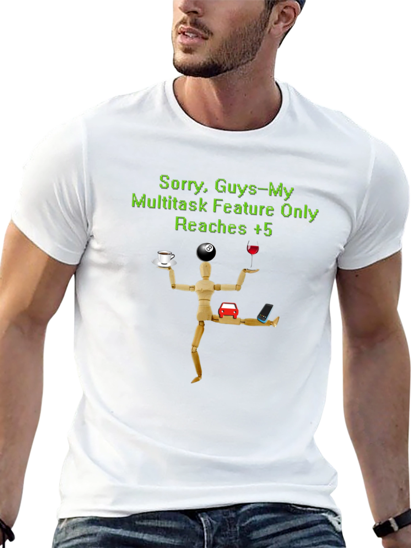 Black Multitask Feature T-Shirt - Humor view 13