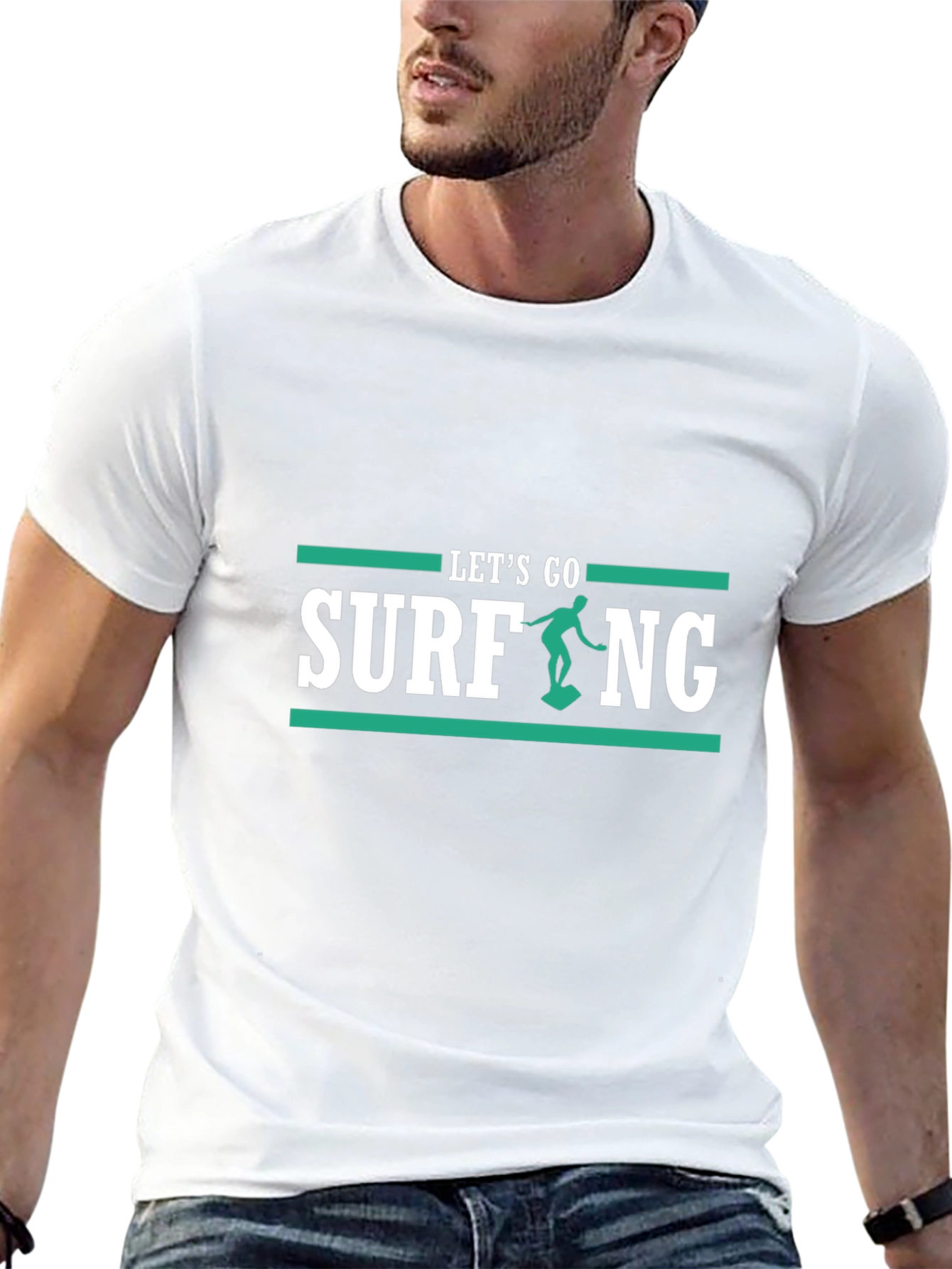Black Let's Go Surfing Black T-Shirt view 13
