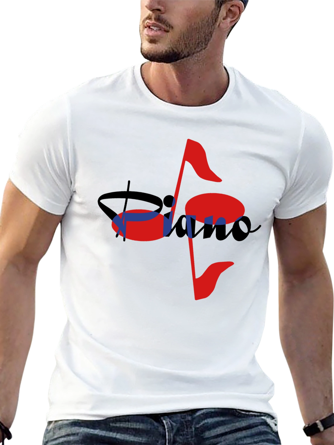 Black Musical Piano Note Black T-Shirt view 13