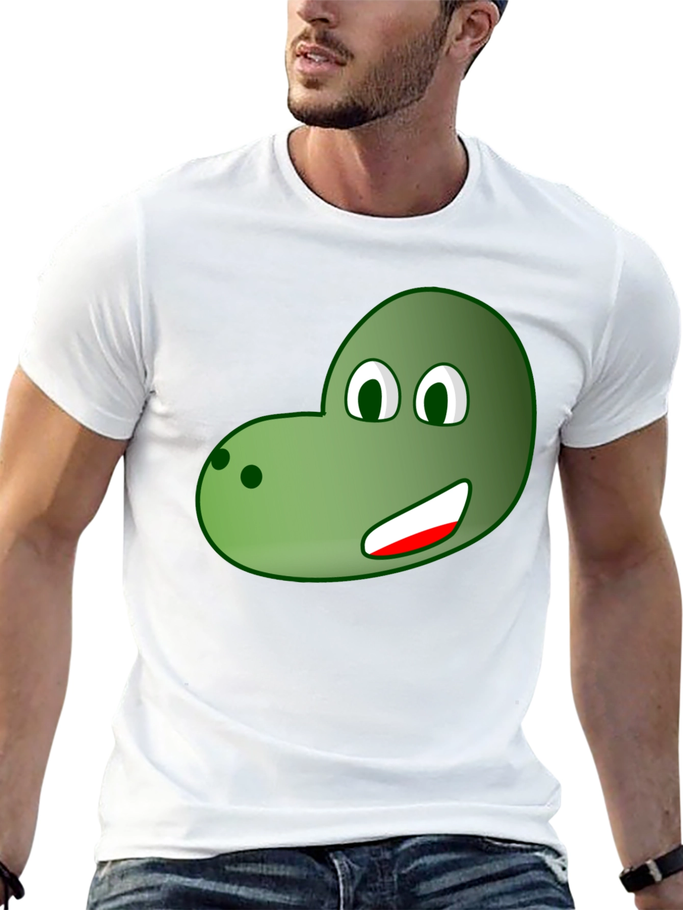 Black Cartoon Dinosaur Face Graphic Tee view 13