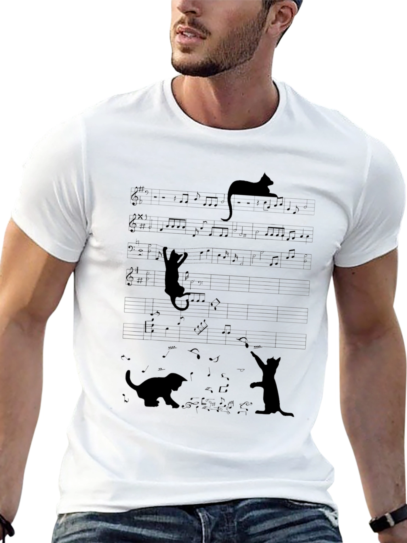 Black Cat Music Black T-Shirt view 13