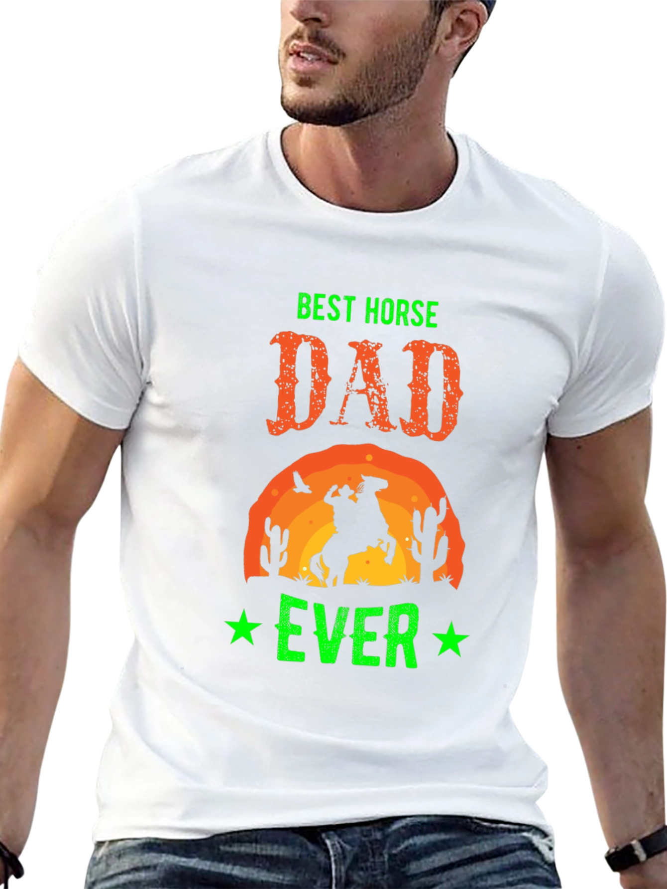 Black Best Horse Dad Ever Graphic T-Shirt view 13