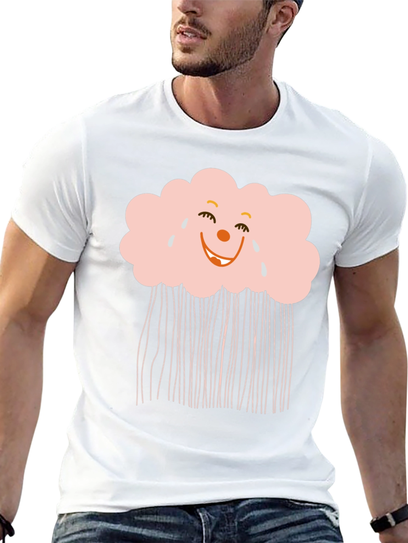 Black Funny Cloud T-Shirt - Black Cotton Tee view 13