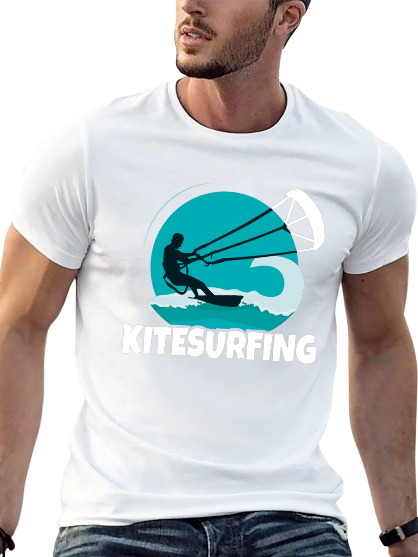 Black Kitesurfing T-Shirt: Black Graphic Tee view 13