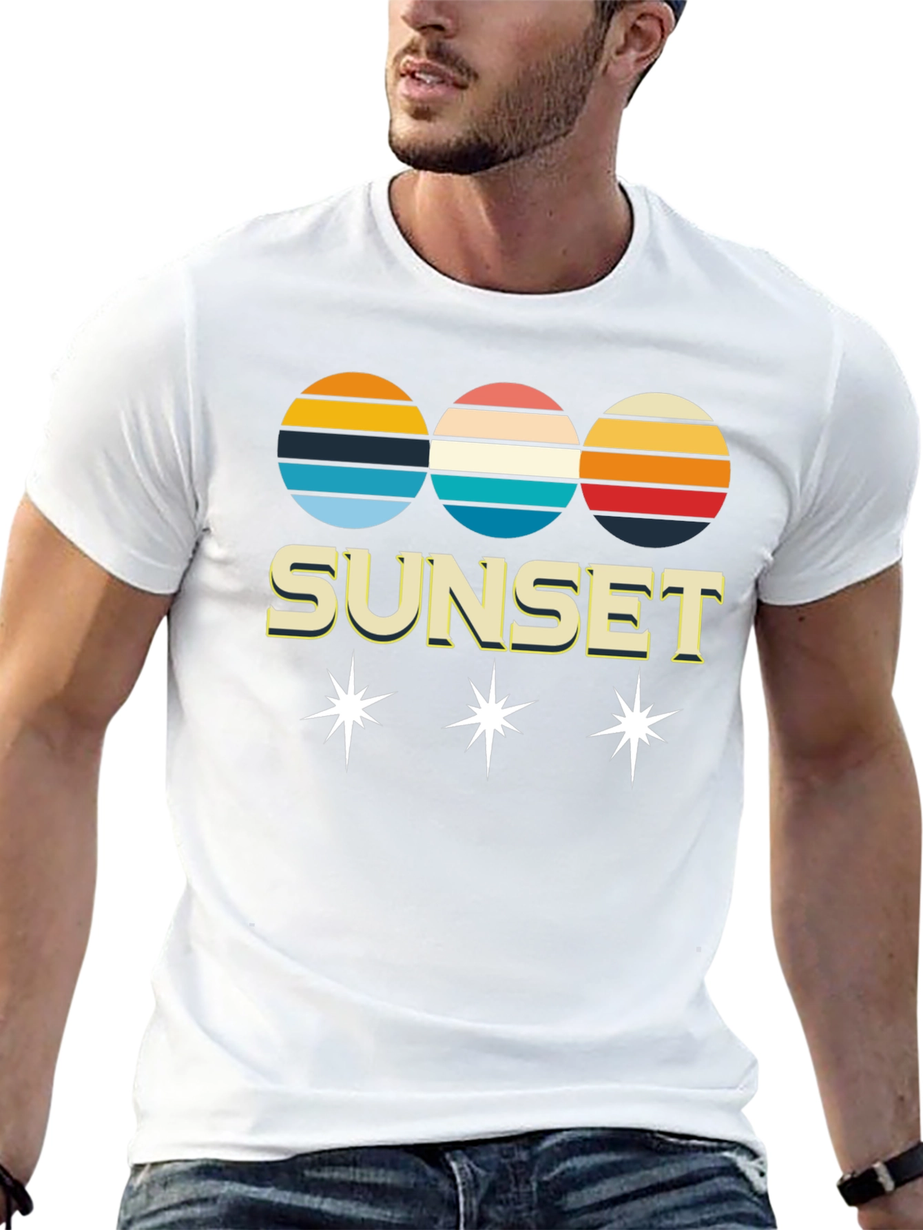 Black Retro Sunset Graphic Tee - Classic Style view 13