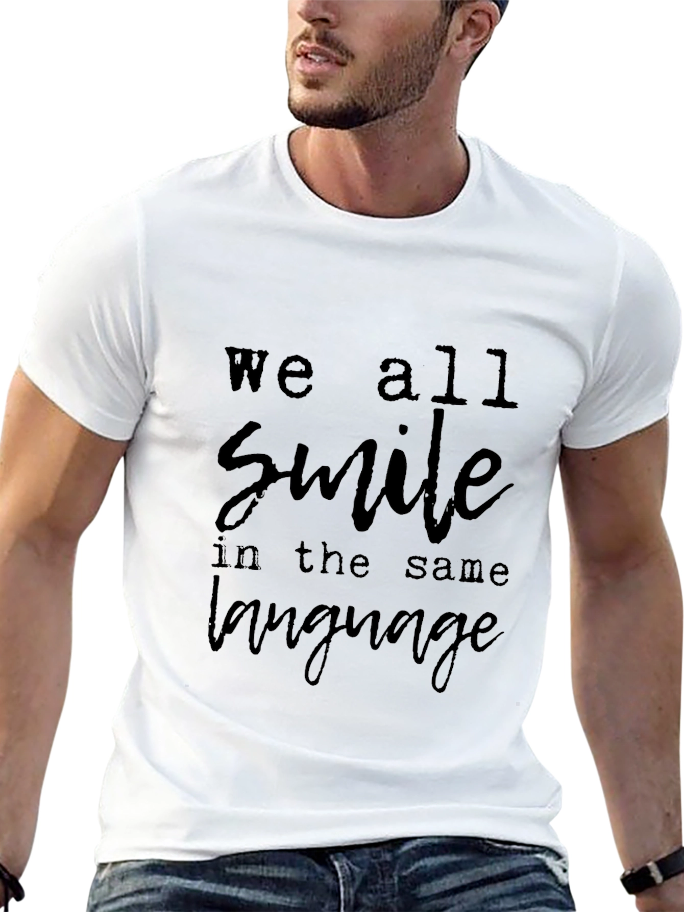 Black We All Smile T-Shirt - Soft Cotton Blend view 13