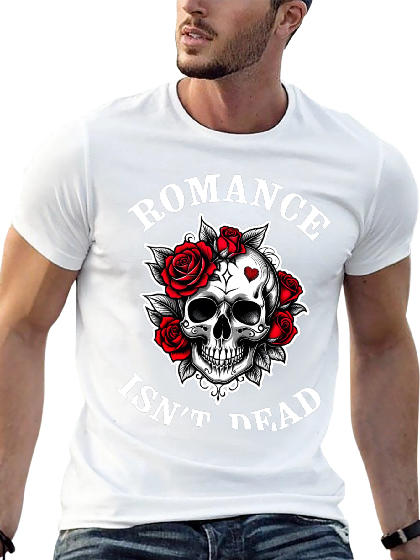 Black Romance Isn't Dead Skull & Roses Graphic T-Shirt view 13