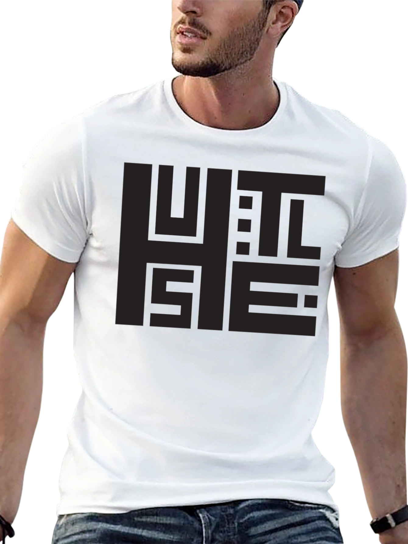 Black Geometric Word Art Black T-Shirt view 13