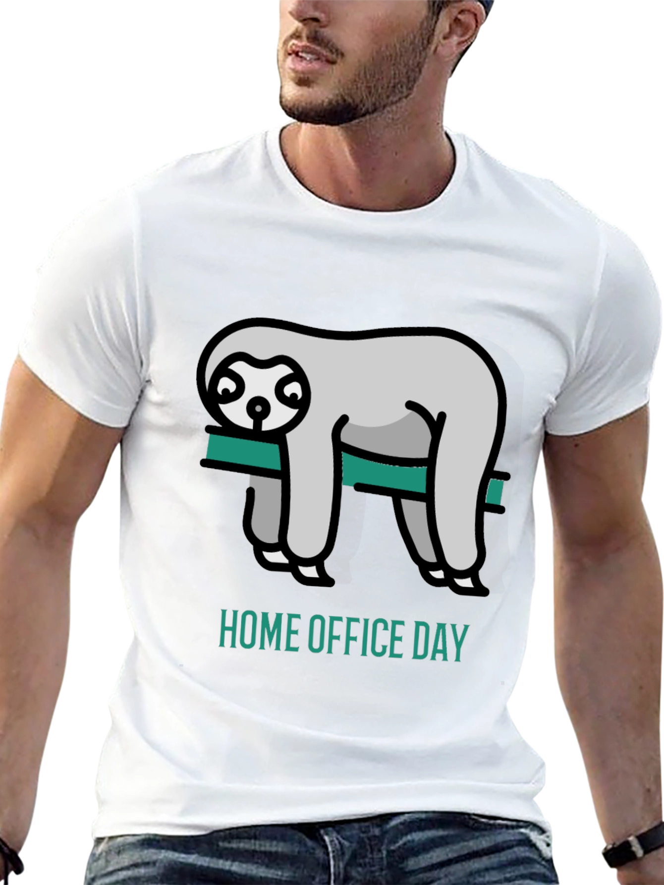 Black Home Office Day Sloth Graphic Tee view 13