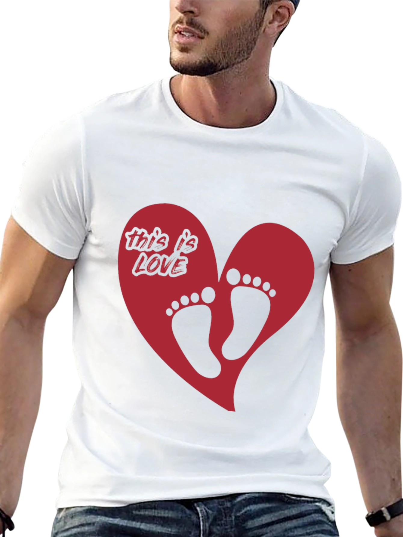 Black Love Footprint Heart Graphic Tee - Trendy Black T-Shirt view 13