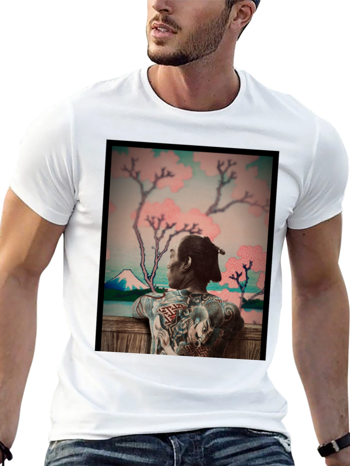 Black Japanese Art Tattoo T-Shirt - Unique Graphic Tee view 13