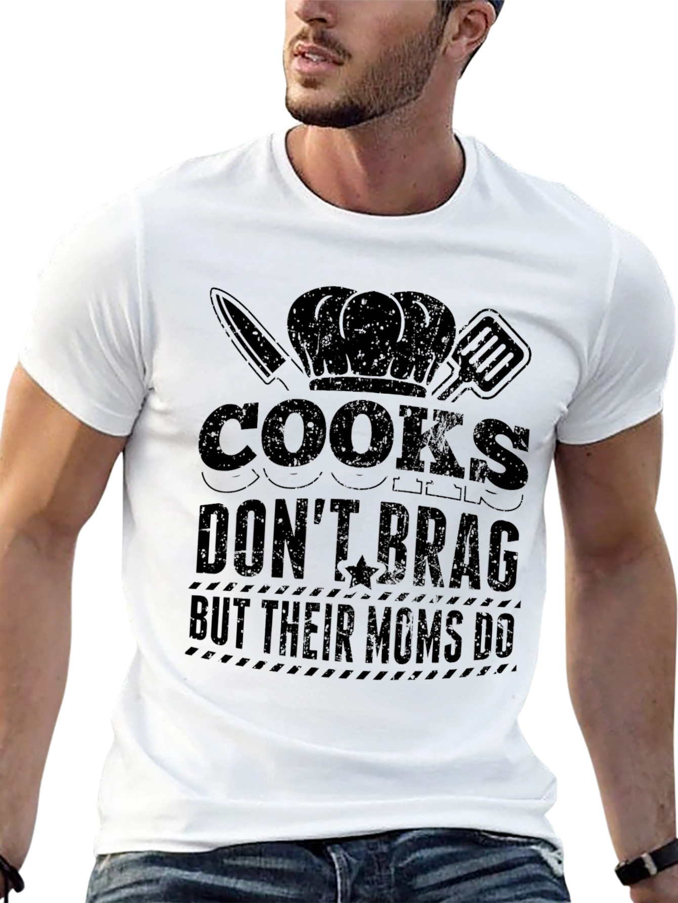 Black Cooks Don't Brag Funny Graphic T-Shirt view 13
