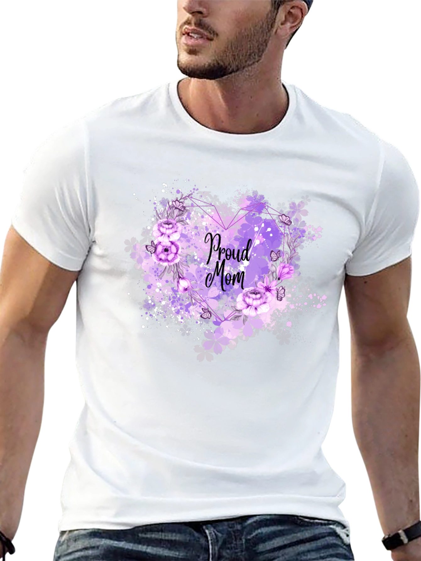 Black Proud Mom Floral T-Shirt view 13