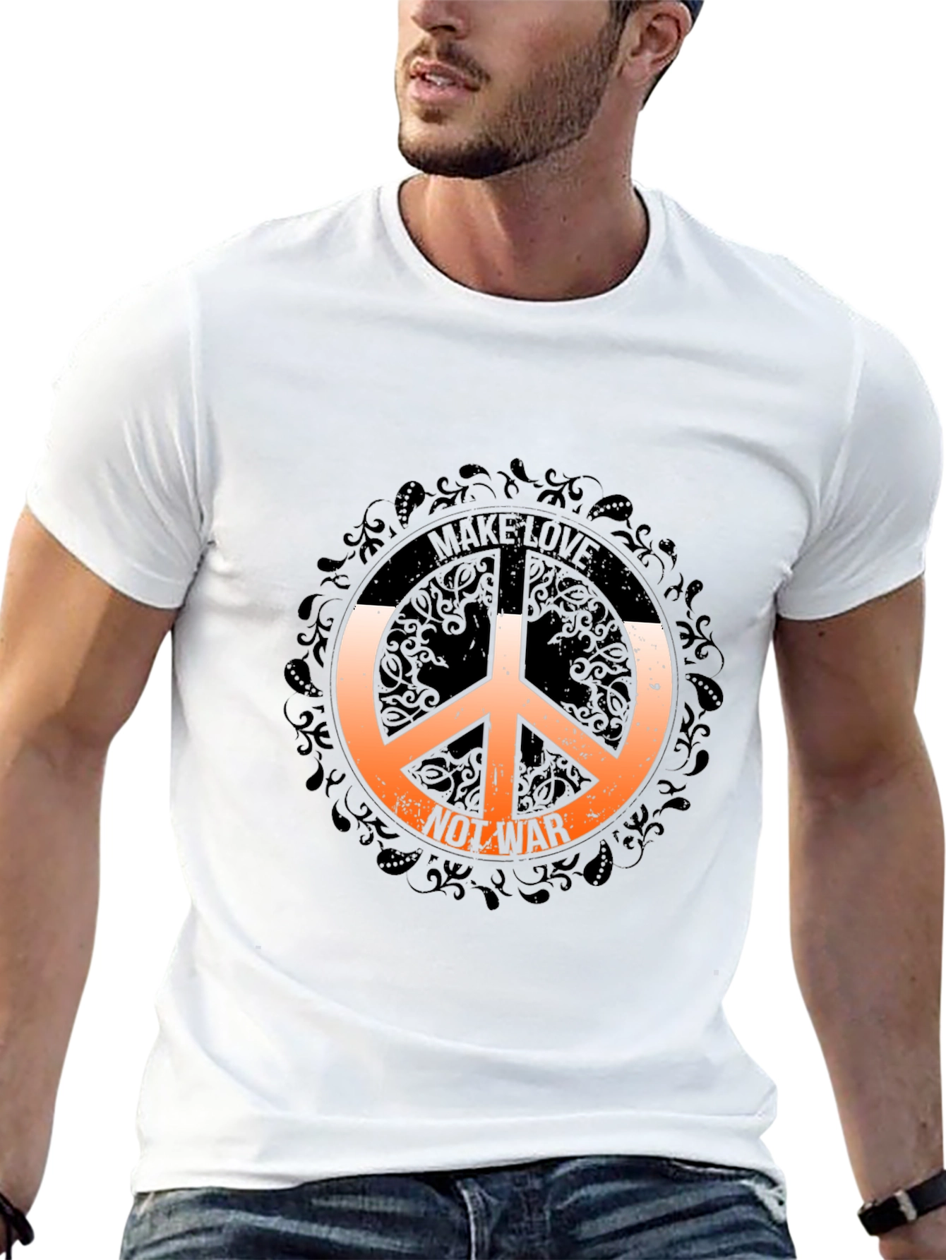 Black Make Love Not War Graphic T-Shirt - Black view 13