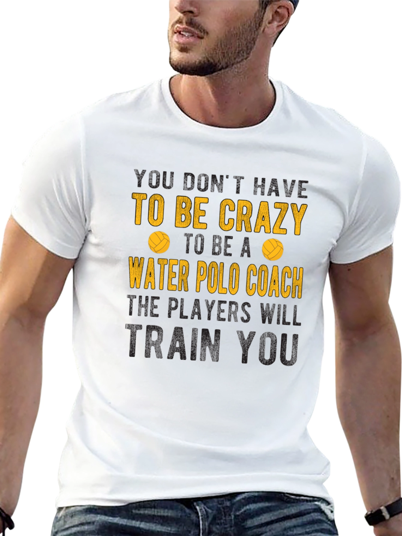 Black Crazy Water Polo Coach T-Shirt - Humorous Sportswear view 13