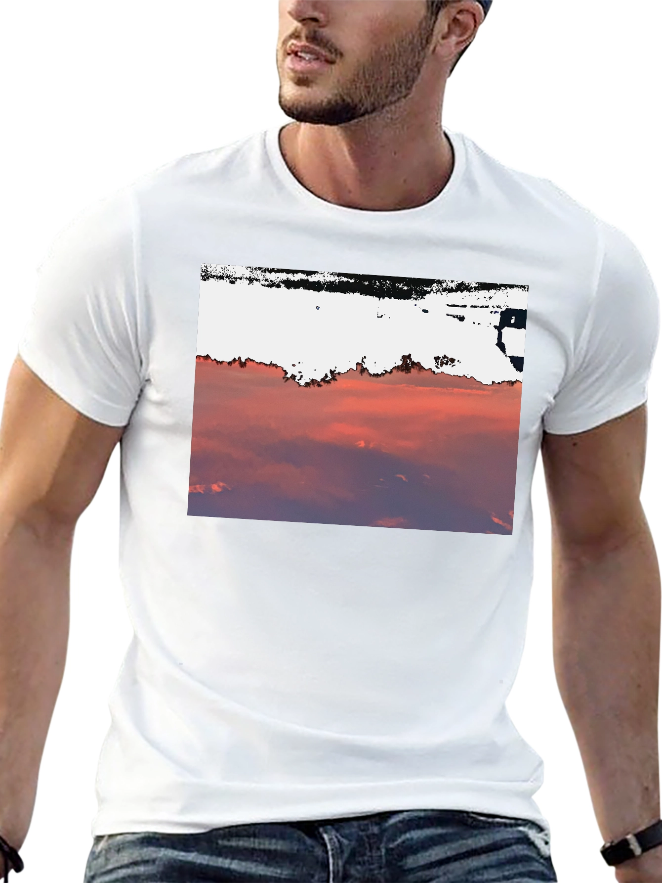Black Sunset Sky Graphic Tee - Black Cotton Blend view 13