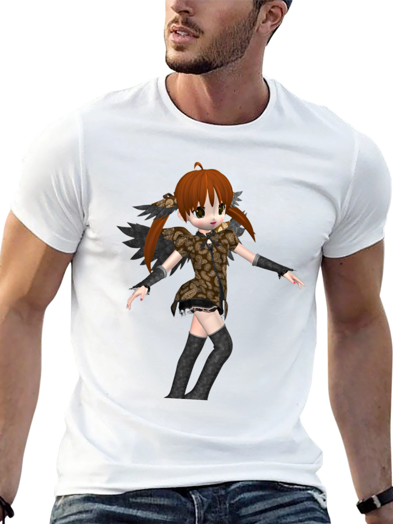 Black Anime Girl Graphic Black T-Shirt view 13
