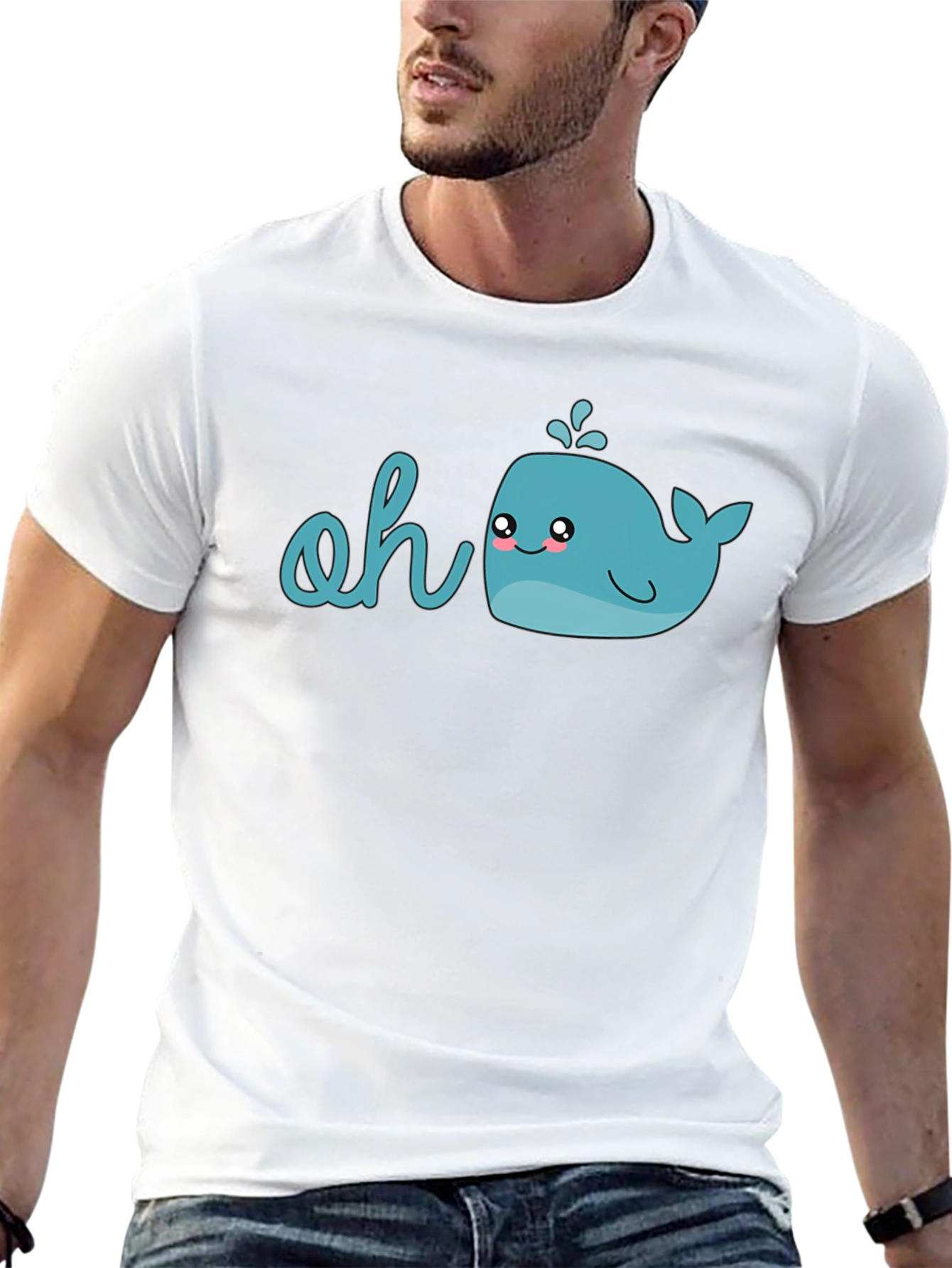 Black Cute Cartoon Whale Graphic T-Shirt view 13