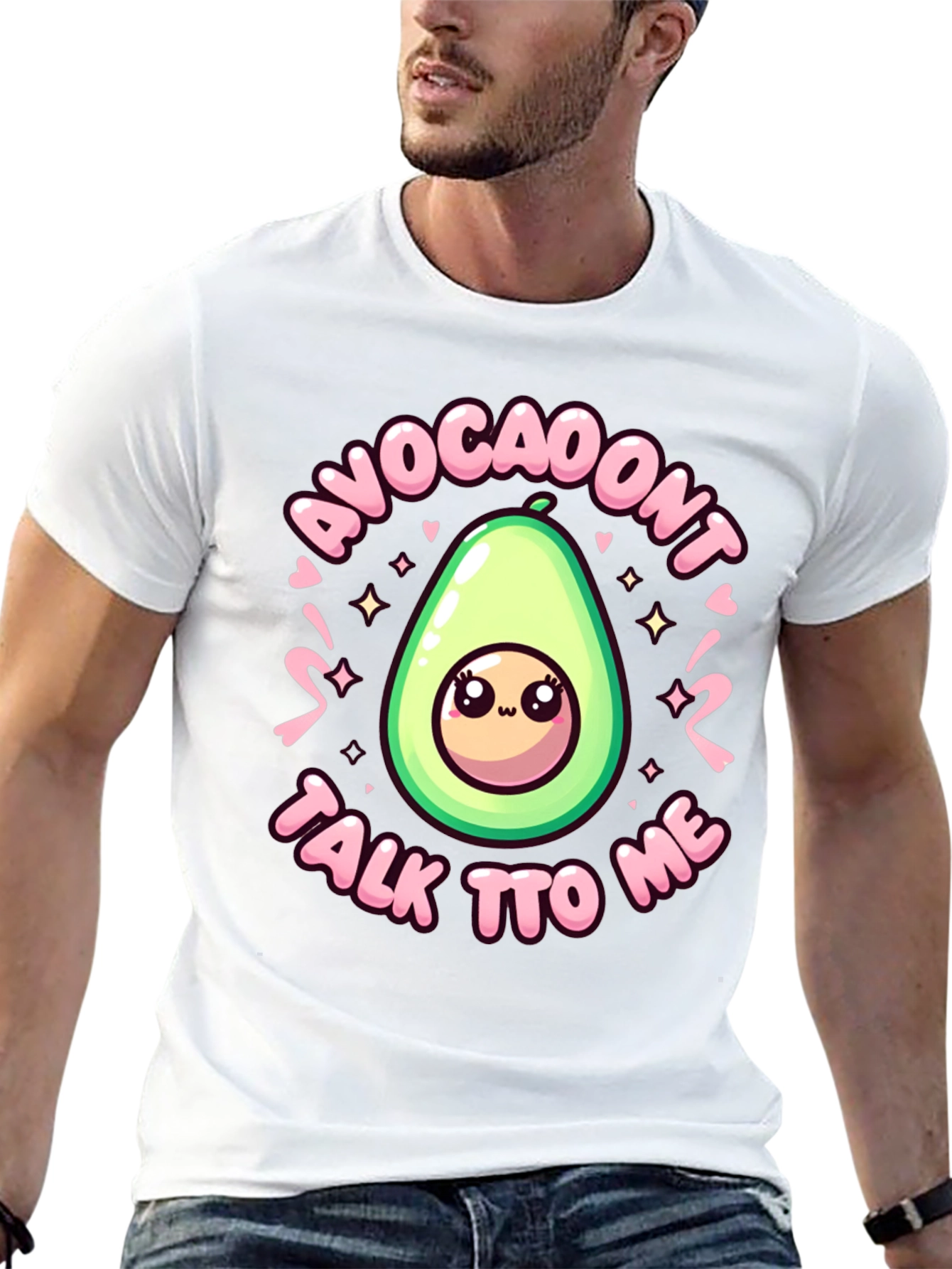 Black Cute Avocado Cartoon S'Avoca-Don't Talk To Me Black T-Shirt view 13