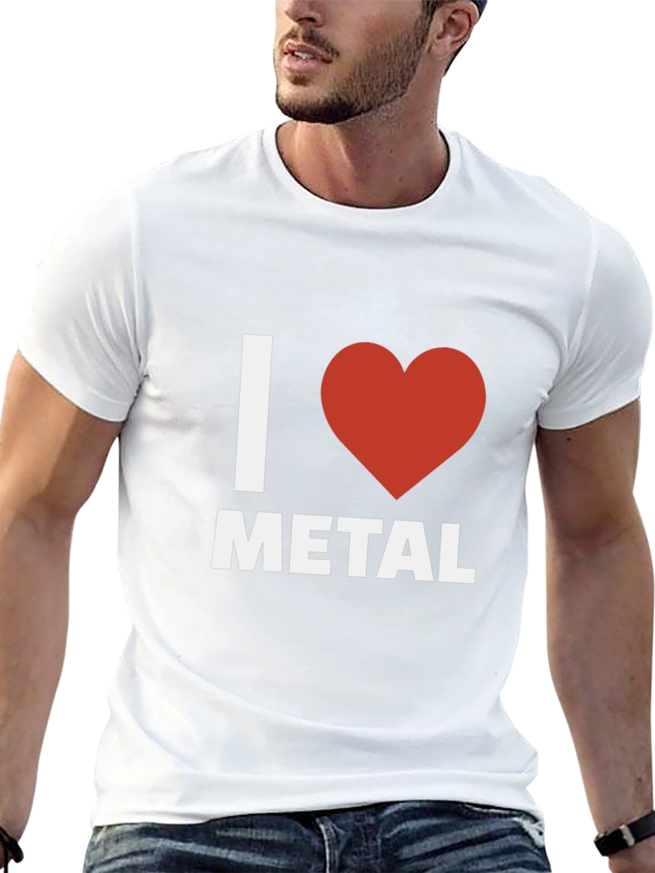 Black I Heart Metal Graphic Tee - Black Cotton T-Shirt view 13