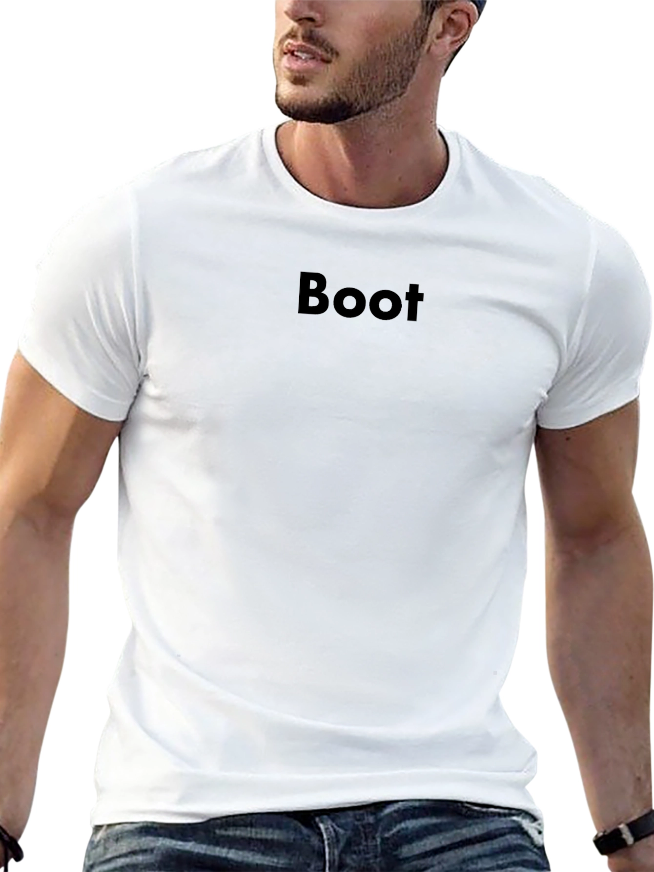 Black Minimalist "Boot" Black T-Shirt view 13