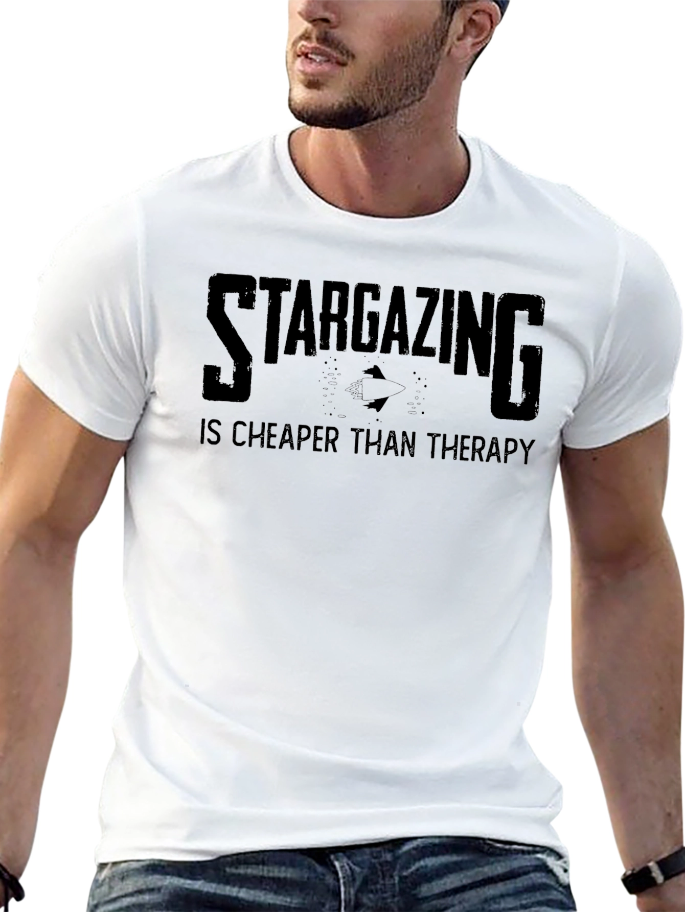 Black Stargazing Therapy T-Shirt view 13