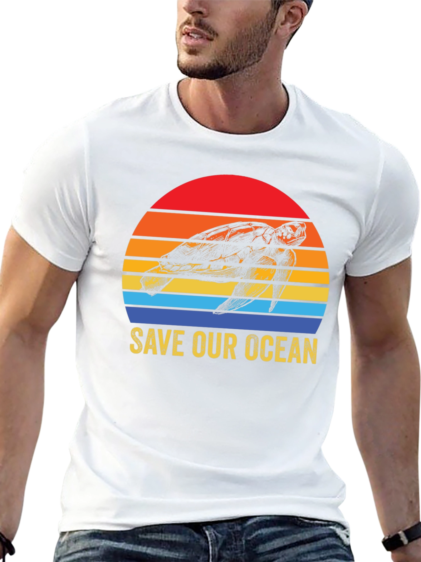 Black Save Our Ocean Turtle Graphic T-Shirt view 13