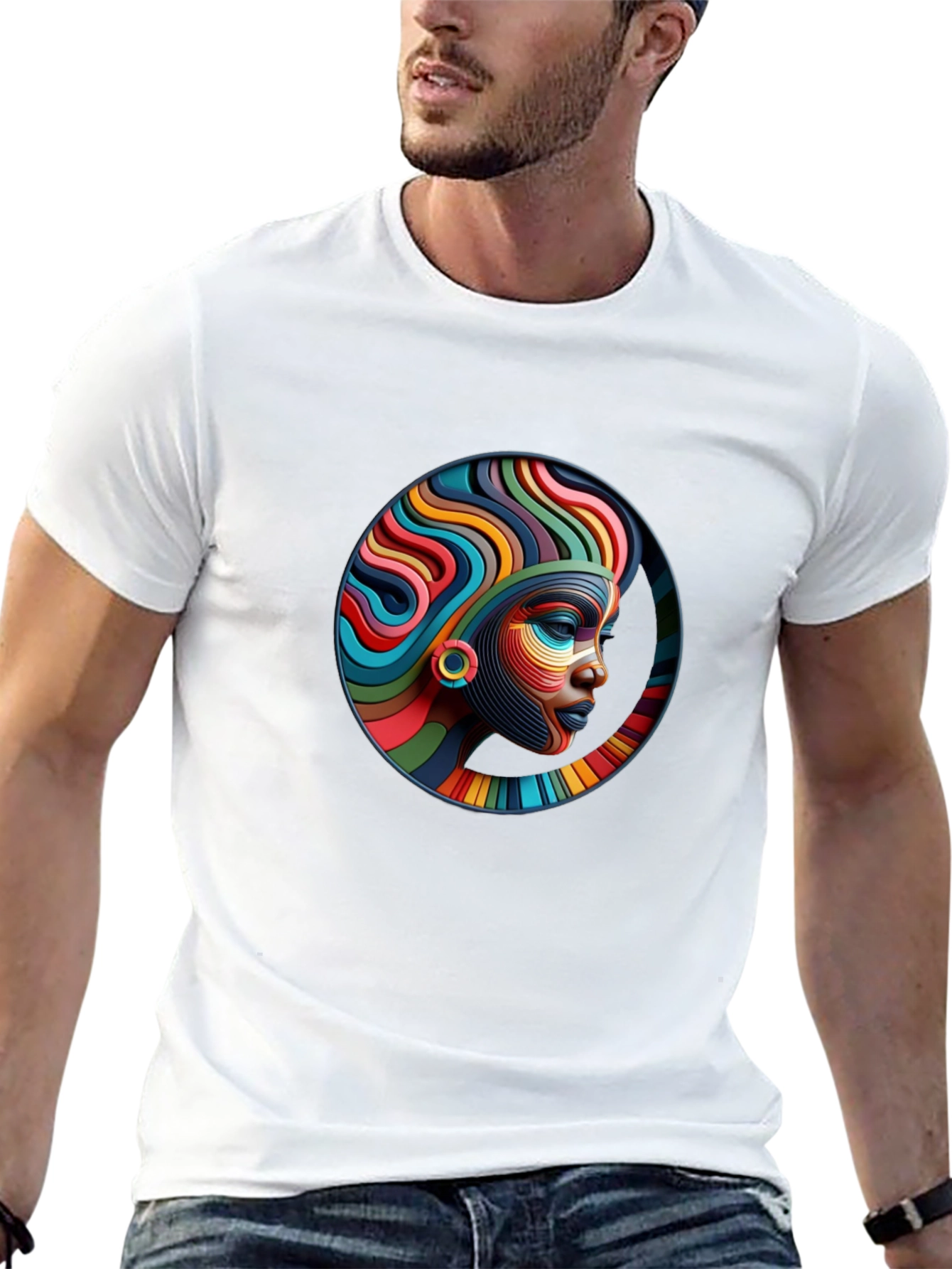 Black Abstract African Woman Art T-Shirt view 13