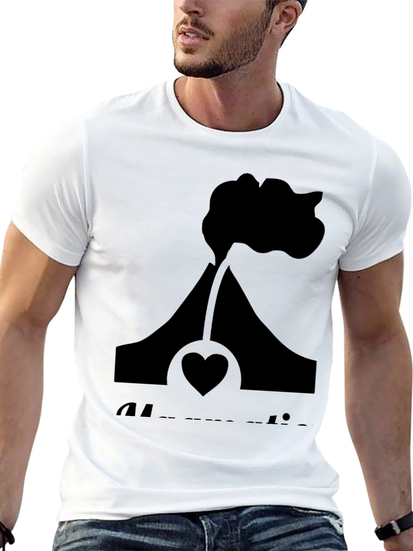 Black Volcano Heart Graphic Tee - Black Casual Shirt view 13