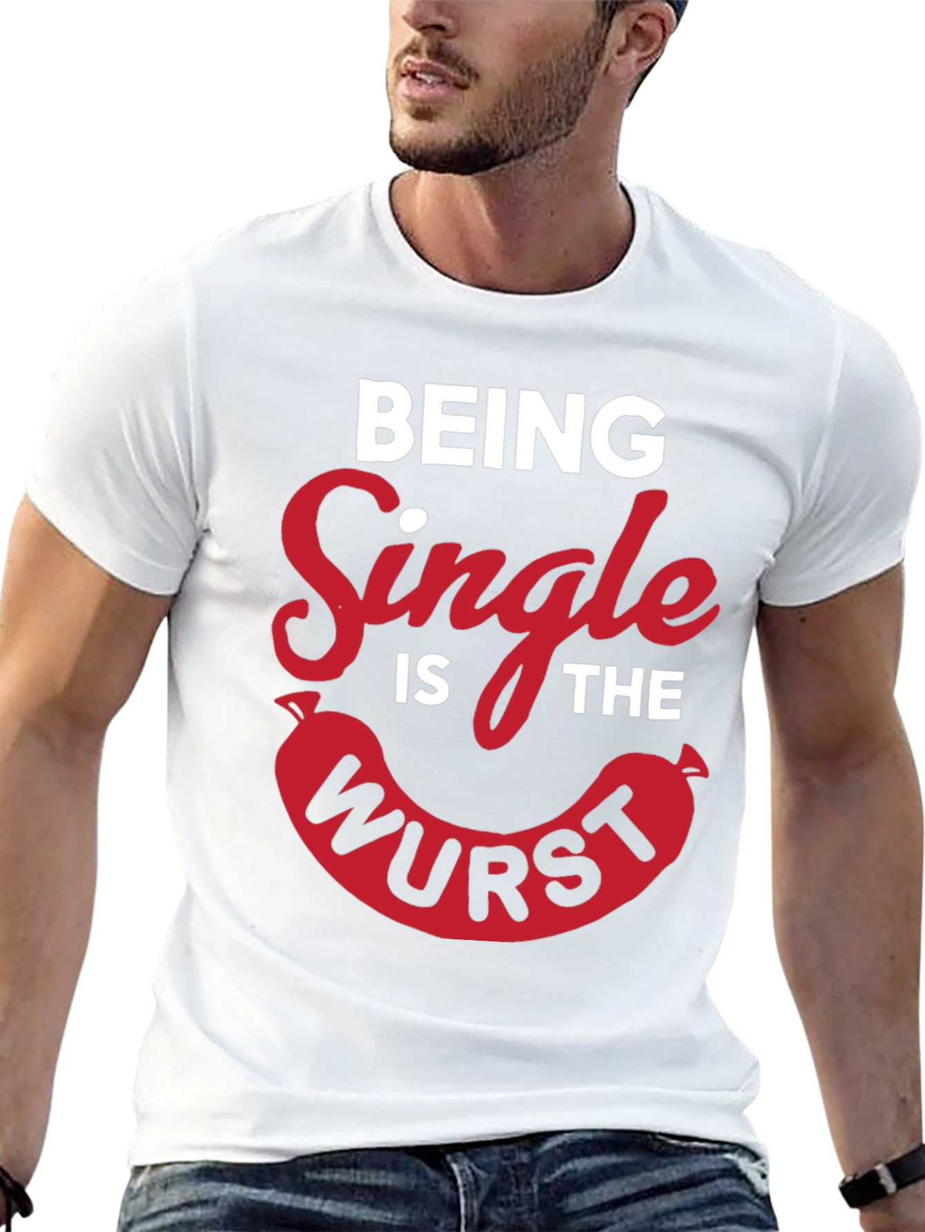 Black Being Single Is The Wurst Novelty T-Shirt view 13